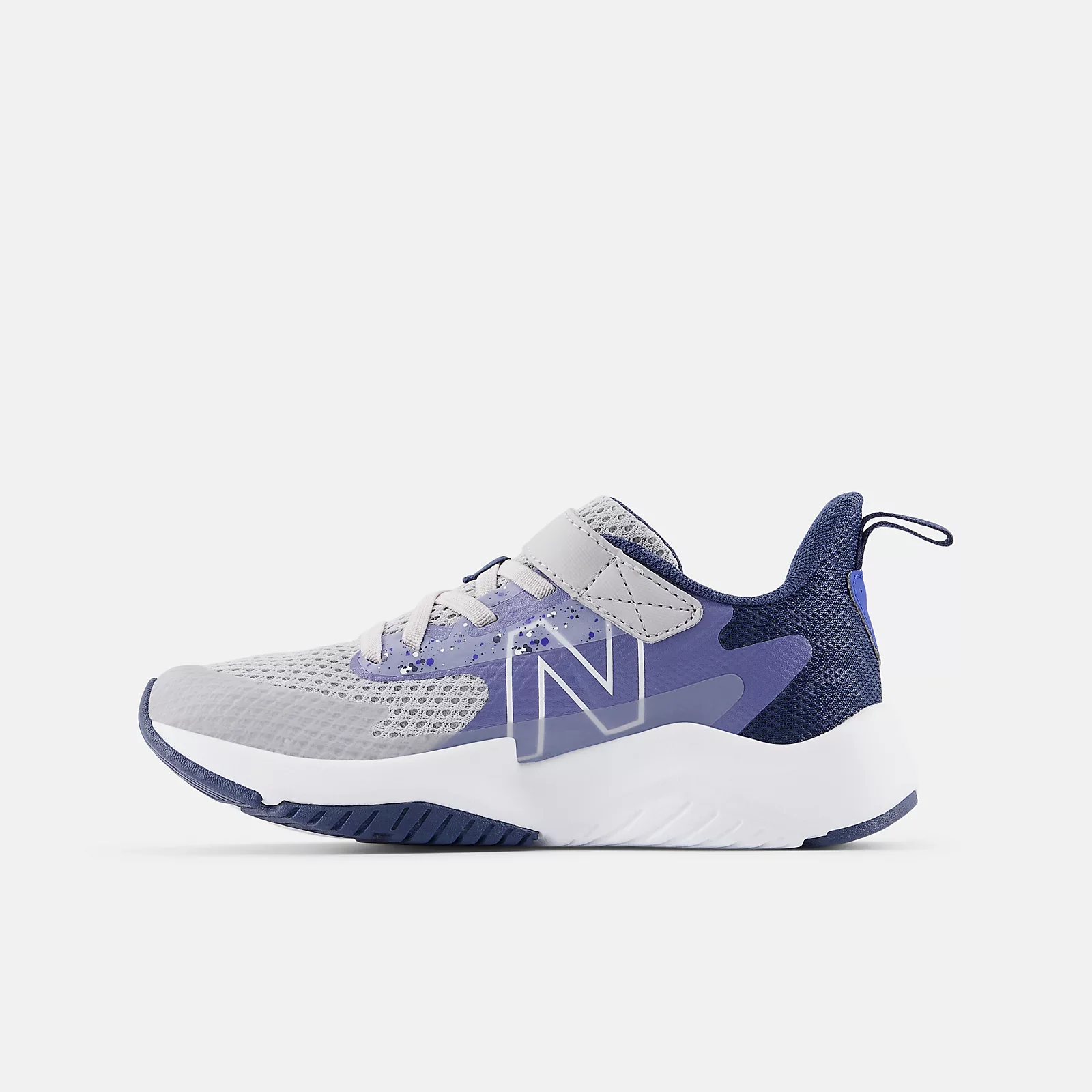 New Balance Kid’s Rave Run v2 Bungee Lace w Strap Shoes Grey/Blue - Image 3